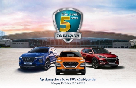 Hyundai Thành Công Việt Nam  mở rộng thời gian bảo hành cho các dòng xe SUV từ 3 lên 5 năm 